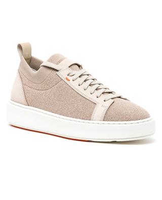 Low-top knit and nubuck leather sneakers SANTONI