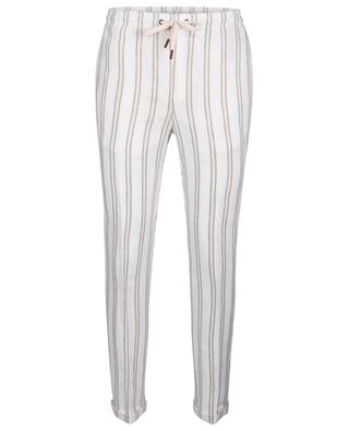 Linen striped skinny fit trousers B SETTECENTO