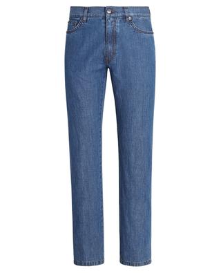 Utility Blue linen and cotton straight-fit jeans ERMENEGILDO ZEGNA