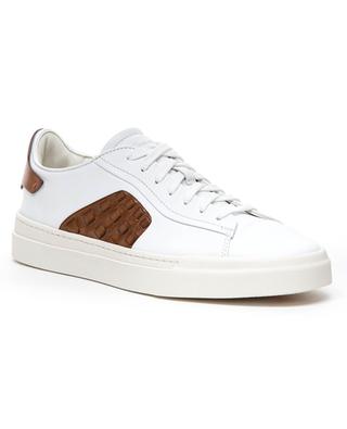 Smooth leather and braided leather low-top sneakers SANTONI