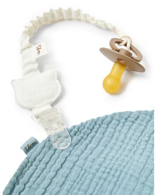 Bavoir bébé en seersucker avec attache tétine TEDDY & MINOU