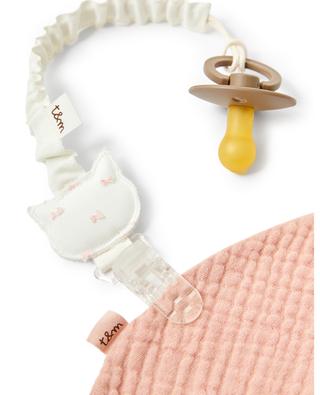 Bavoir bébé en seersucker avec attache tétine TEDDY & MINOU
