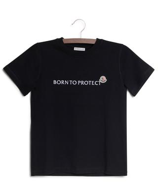 Kinder-T-Shirt mit kurzen Ärmeln und Stickerei Born to Protect MONCLER