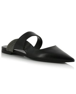Pointy-toe sabot slides in smooth leather and beads FABIANA FILIPPI