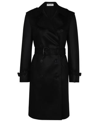 Glossy twill double-breasted trench coat SAINT LAURENT PARIS