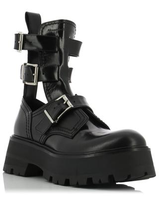 Rave Buckle shiny leather platform ankle boots ALEXANDER MC QUEEN