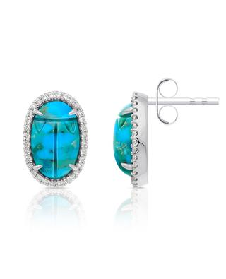 Scarabée white gold, turquoise and diamond earrings RITA & ZIA