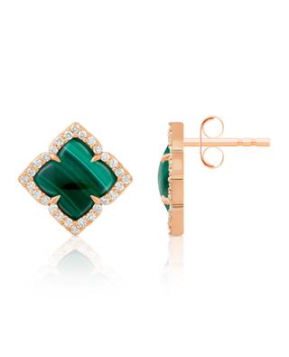 Scarabée pink gold, malachite and diamond earrings RITA & ZIA