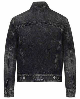 Shrunk Crinkled vintage look short denim jacket BALENCIAGA