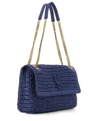 Niki Medium crocheted raffia and leather shoulder bag SAINT LAURENT PARIS
