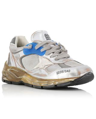 Dad silver-tone leather and fabric low-top sneakers GOLDEN GOOSE