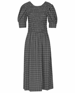 Checked seersucker midi dress with back cut-out GANNI