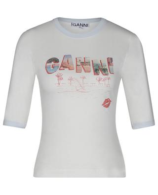 Kurzarm-T-Shirt aus Bio-Baumwolle mit Strand-Logoprint GANNI