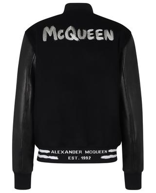 McQUEEN Graffiti felt and leather varsity jacket ALEXANDER MC QUEEN