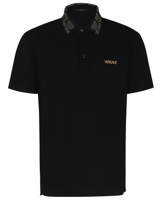 Tailor Fit Greca Collar logo embroidered polo shirt VERSACE