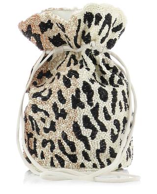 Mini Pouch Leopard bead embroidered fabrich clutch GANNI