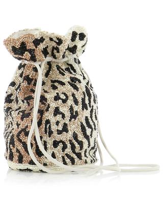 Clutch aus Stoff mit Perlenstickereien Mini Pouch Leopard GANNI