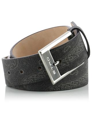 Paisley adorned canvas and leather belt - 3.5 cm ETRO