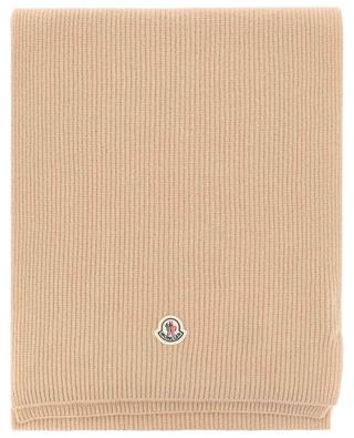 Rooster embroidered virgin wool and cashmere knit scarf MONCLER