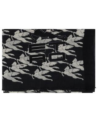 Pegaso All-Over printed large cashmere scarf ETRO
