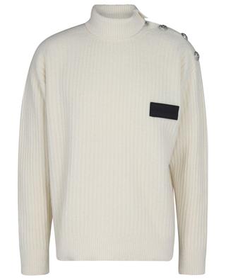 Ribbed knit wool blend turtleneck jumper with buttons BALMAIN