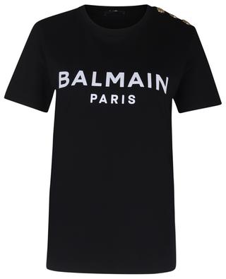 Logo printed short-sleeved crewneck T-shirt with button details BALMAIN