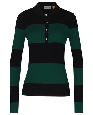 Fitted striped rib knit long-sleeve polo shirt MONCLER GENIUS 1952