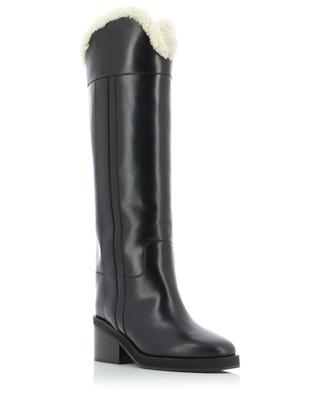 Tonya 70 heeled fur trimmed smooth leather boots JIMMY CHOO