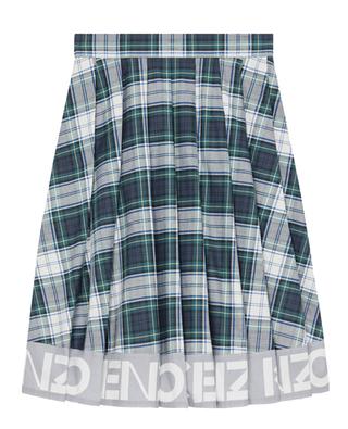 Logo adorned checked flannel pleated skirt KENZO