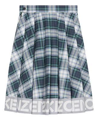 Logo adorned checked flannel pleated skirt KENZO