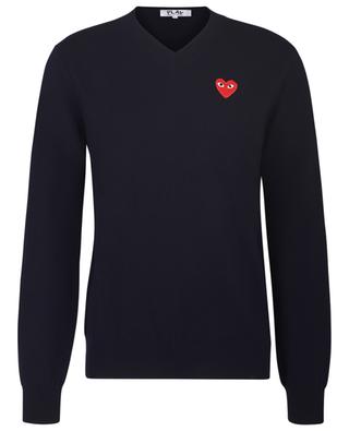 Red Heart fine wool V-neck jumper COMME DES GARCONS PLAY