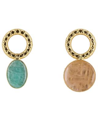 Sonia Mini asymmetric earrings in brass and stone D'ESTRËE