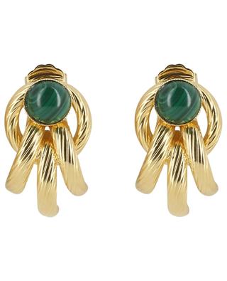 Sonia Angels brass and malachite stud earrings D'ESTRËE