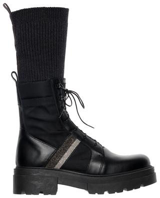 Leather lace-up ankle boots with sock detail FABIANA FILIPPI