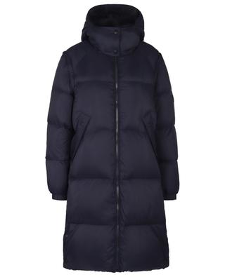 Shearling trimmed long technical fabric down jacket Y SALOMON ARMY