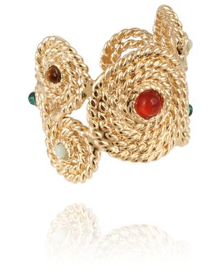 Mistral Manchette open gold-tone metal ring with stones GAS BIJOUX