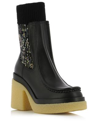 Jamie 55 smooth leather and knit platform ankle boots CHLOE