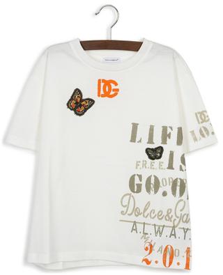 Mädchen-T-Shirt mit Print und Stickerei Life Is Good DOLCE & GABBANA