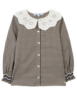 Gingham check girl's shirt with embroidered collar TARTINE ET CHOCOLAT