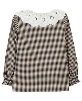 Gingham check girl's shirt with embroidered collar TARTINE ET CHOCOLAT