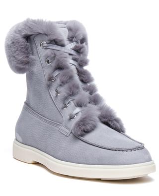 Flat lace-up ankle boots with fur SANTONI