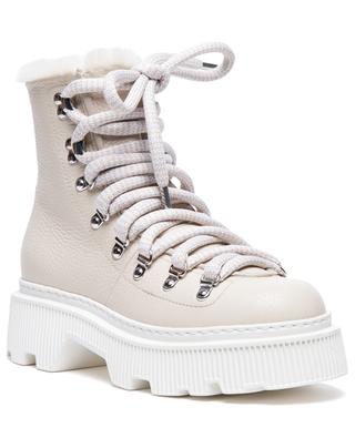 Flat leather lace-up ankle boots SANTONI