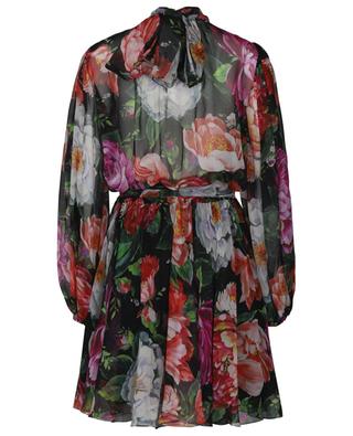 Kurzes Kleid aus Seidenmusselin mit Print Blüten DOLCE & GABBANA