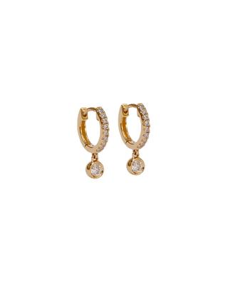 Round yellow gold and diamond hoop earrings with pendants - 12 mm AVINAS