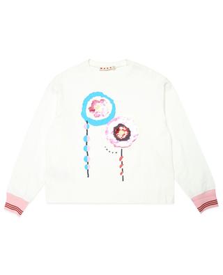Sequin Flowers girl's embroidered jersey top MARNI
