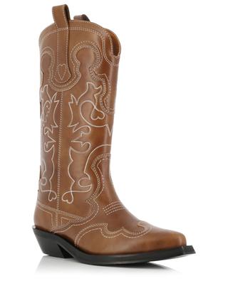 Western embroidered leather ankle boots GANNI
