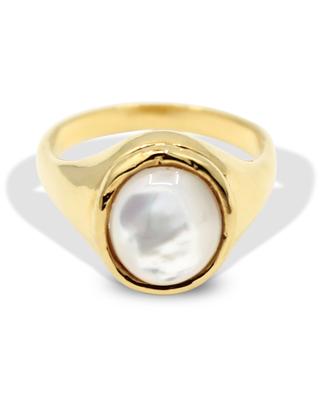 Juliette gold plated mother-of-pearl adorned ring BY ALONA