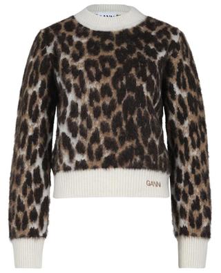 Leopard patterned fluffy jacquard jumper GANNI