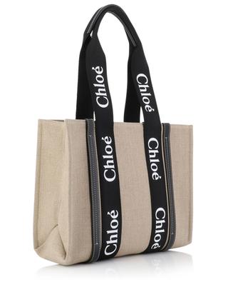 Woody Medium linen and leather tote bag CHLOE