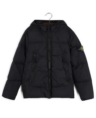 40433 Garment dyed Crinkle REPS boy's hooded puffer jacket STONE ISLAND JUNIOR